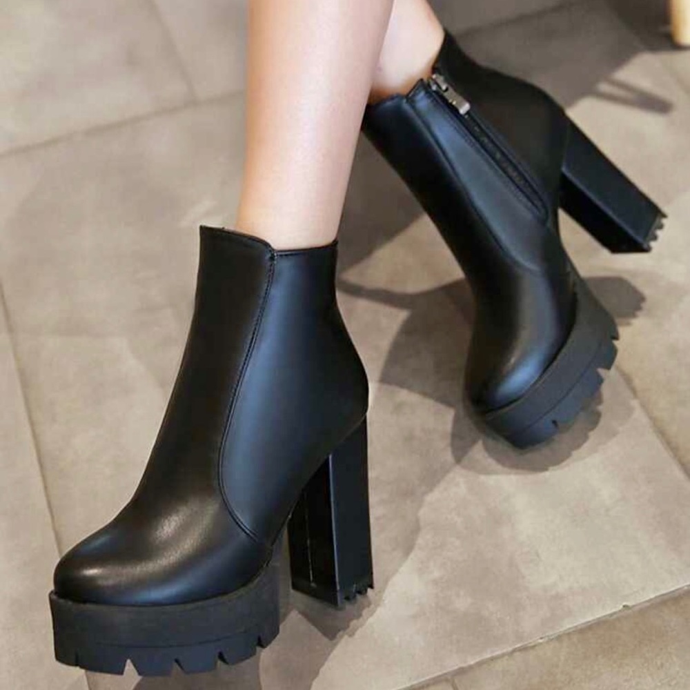 Side Zipper Platform Boots